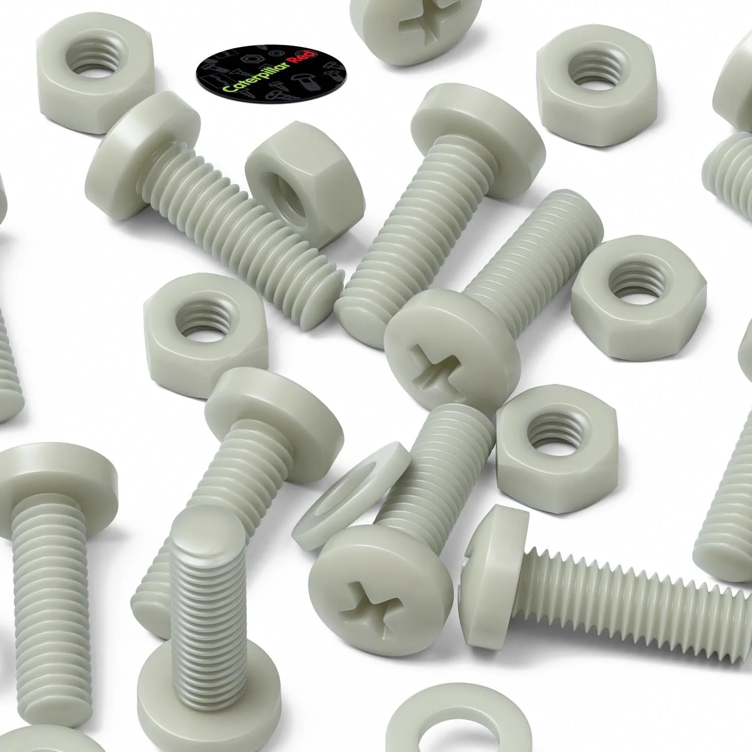 پیچ گوشتی سر پهن سوپر نایلون تقویت شده با الیاف شیشه ای قرمز کاترپیلار، M6 x 20mm، مهره و پیچ و واشر پلاستیکی، 15/64" x 25/32" پیچ گوشتی سر پهن سوپر نایلون تقویت شده با الیاف شیشه ای قرمز کاترپیلار، M6 x 20mm، مهره و پیچ و واشر پلاستیکی، 15/64" x 25/32"