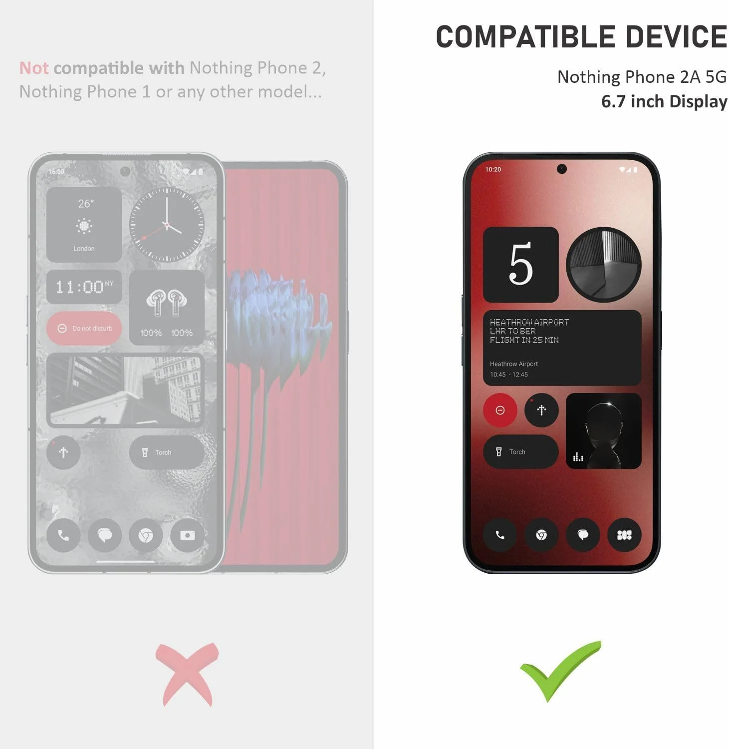 محافظ صفحه نمایش شیشه ای برای ناتینگ فون 2A / 2A پلاس - محافظ صفحه نمایش حرارت دیده با سختی 9H، ضد خش، فیلم محافظ صفحه نمایش ضد شکستگی (بسته 2 عددی)