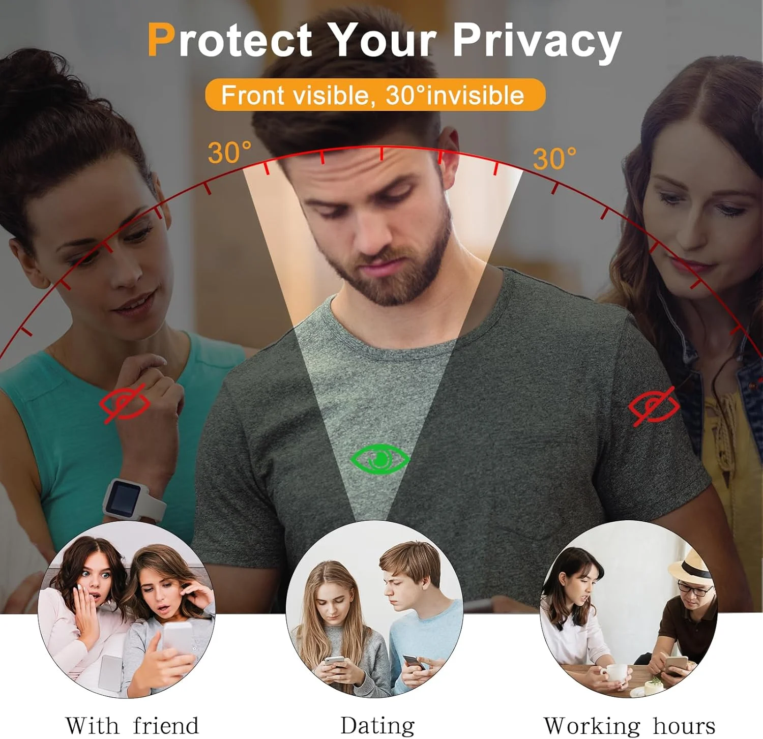 محافظ صفحه نمایش حریم خصوصی HeeYeal (دو عددی) سازگار با Nothing Phone (3) 5G، [سختی 9H] [سازگار با قاب] فیلم محافظ شیشه ای حرارت دیده ضد جاسوسی و ضد دید زدن برای Nothing Phone (3) 5G