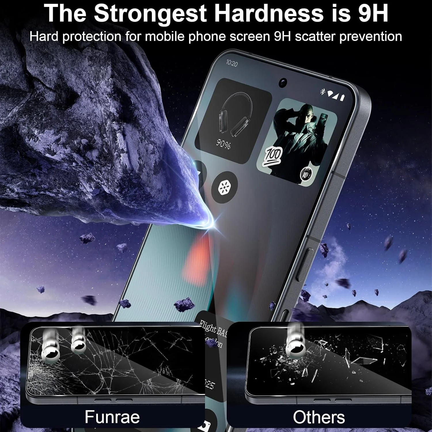 محافظ صفحه نمایش Funrae برای ناتینگ فون 3 5G، شیشه حرارت دیده با محافظ دوربین، 2 عدد فیلم 0.33 میلی متری با سختی 9H و 2 عدد محافظ دوربین فوق العاده شفاف، محافظ صفحه نمایش ضد خش HD