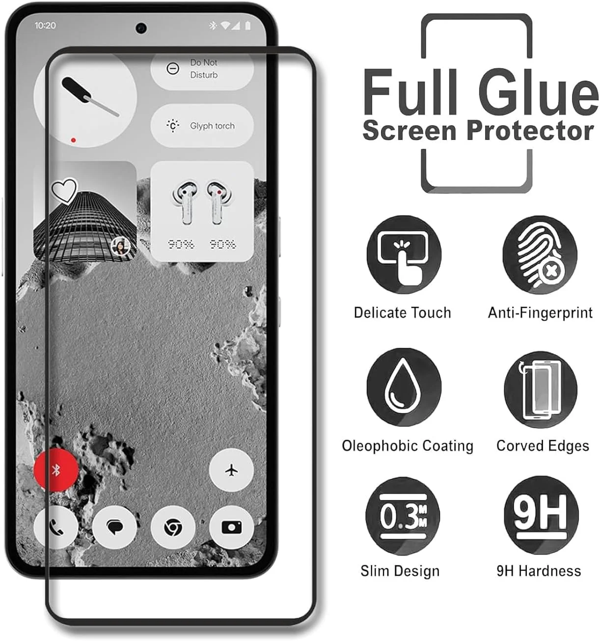 محافظ صفحه نمایش شیشه ای برای ناتینگ CMF Phone 2 Pro، محافظ صفحه نمایش شیشه ای حرارت دیده با سختی 9H، ضد خش، نصب بدون حباب برای CMF by Nothing Phone 2 Pro