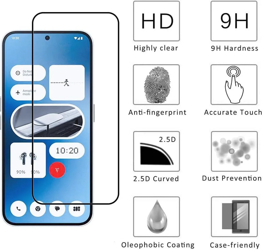 محافظ صفحه نمایش شیشه ای برای ناتینگ فون 2A / 2A پلاس - محافظ صفحه نمایش حرارت دیده با سختی 9H، ضد خش، فیلم محافظ صفحه نمایش ضد شکستگی (بسته 2 عددی)