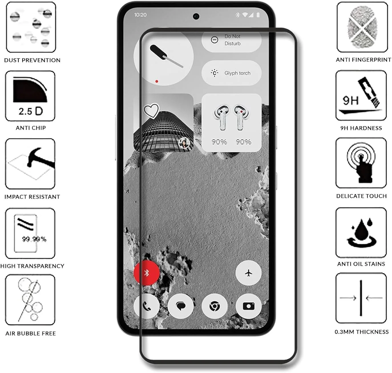 محافظ صفحه نمایش شیشه ای برای ناتینگ CMF Phone 2 Pro، محافظ صفحه نمایش شیشه ای حرارت دیده با سختی 9H، ضد خش، نصب بدون حباب برای CMF by Nothing Phone 2 Pro