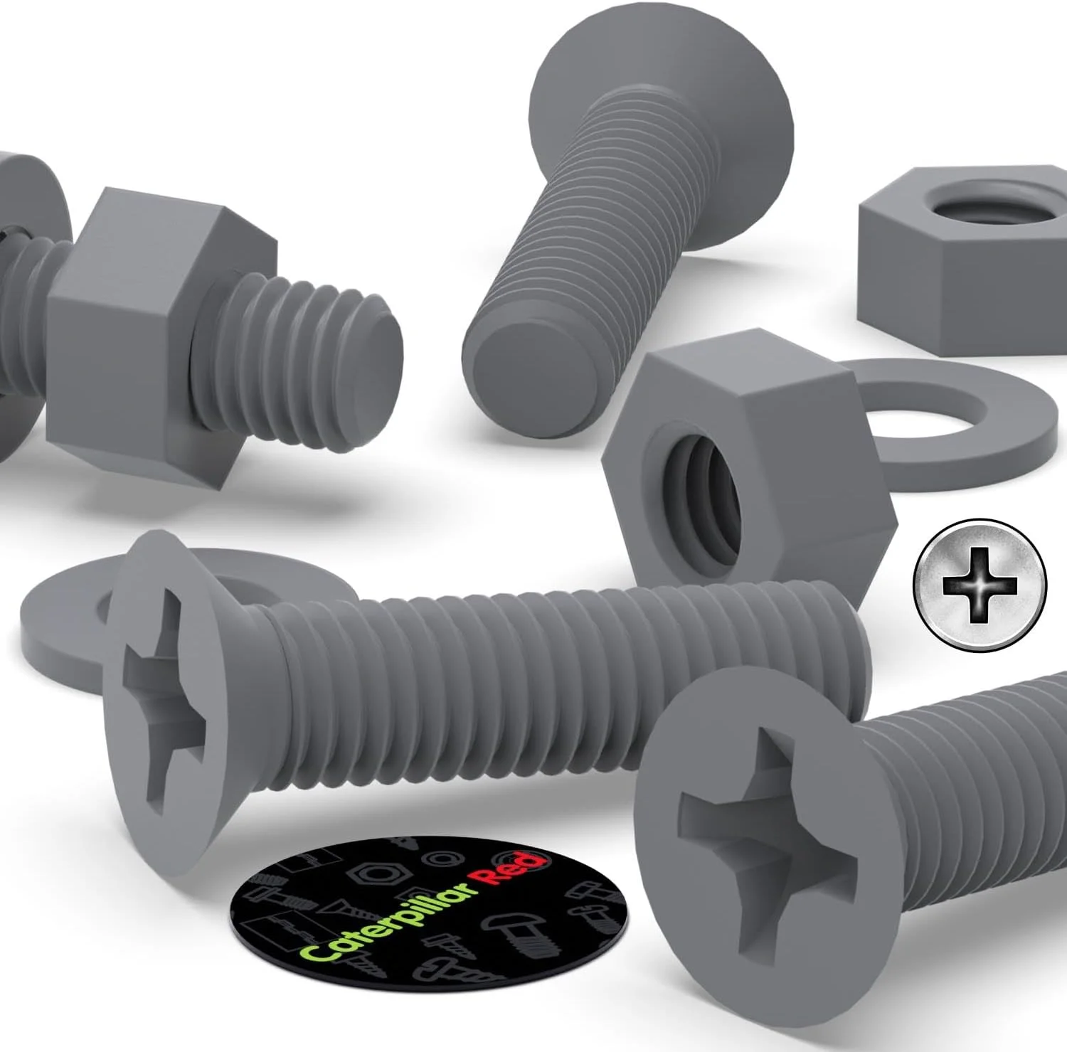 پیچ های سرتخت پلی پروپیلن (PP) کاترپیلار قرمز 20 x خاکستری، مهره و واشر، M5 x 20mm، اکریلیک، مقاوم در برابر آب، ضد خوردگی، مقاوم در برابر مواد شیمیایی، خاکستری، 13/64" x 25/32 پیچ های سرتخت پلی پروپیلن (PP) کاترپیلار قرمز 20 x خاکستری، مهره و واشر، M5 x 20mm، اکریلیک، مقاوم در برابر آب، ضد خوردگی، مقاوم در برابر مواد شیمیایی، خاکستری، 13/64" x 25/32