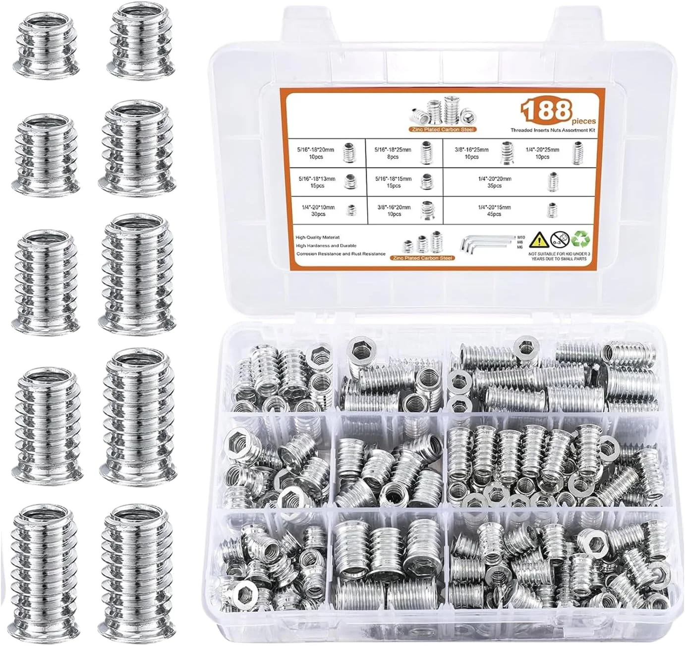 پیچ و مهره رزوه ای | مجموعه مهره های شش گوش برای مبلمان | مجموعه اتصالات پیچ با آچار شش گوش برای تخته سه لایی، فیبر، مبلمان منزل و چوب پیچ و مهره رزوه ای | مجموعه مهره های شش گوش برای مبلمان | مجموعه اتصالات پیچ با آچار شش گوش برای تخته سه لایی، فیبر، مبلمان منزل و چوب