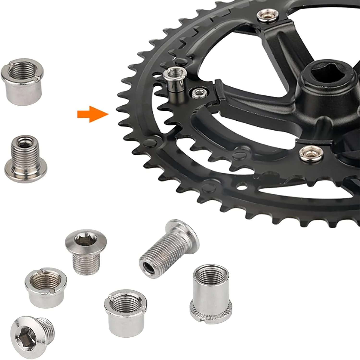 پیچ های دنده 8 اینچی دوچرخه برای تک، دوتایی و سه تایی زنجیر چرخ دوچرخه، پیچ و مهره ثابت کننده میل لنگ دوچرخه، قطعات دوچرخه، پیچ و مهره زنجیر چرخ تکی، دوتایی و سه تایی