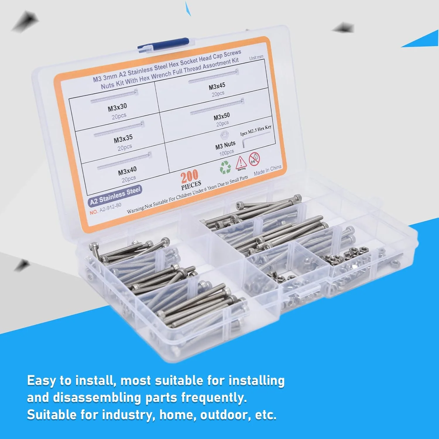 مجموعه پیچ و مهره سر شش گوش، عالی، بادوام، نصب آسان، صنعتی، خانگی، فضای باز، با مجموعه پیچ های سر سوکت شش گوش، برای صنعت (فولاد ضد زنگ) مجموعه پیچ و مهره سر شش گوش، عالی، بادوام، نصب آسان، صنعتی، خانگی، فضای باز، با مجموعه پیچ های سر سوکت شش گوش، برای صنعت (فولاد ضد زنگ)