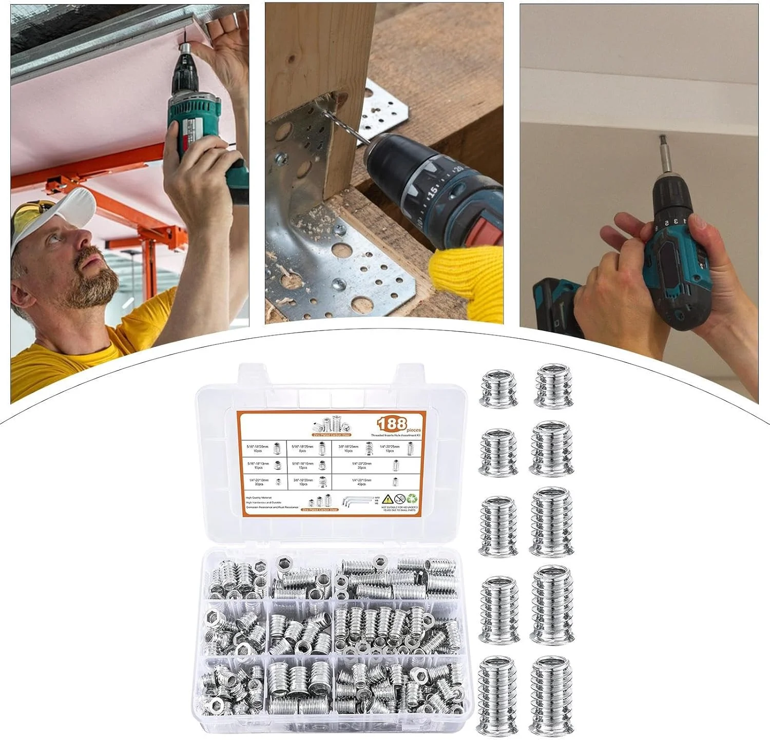 پیچ و مهره رزوه ای | مجموعه مهره های شش گوش برای مبلمان | مجموعه اتصالات پیچ با آچار شش گوش برای تخته سه لایی، فیبر، مبلمان منزل و چوب پیچ و مهره رزوه ای | مجموعه مهره های شش گوش برای مبلمان | مجموعه اتصالات پیچ با آچار شش گوش برای تخته سه لایی، فیبر، مبلمان منزل و چوب