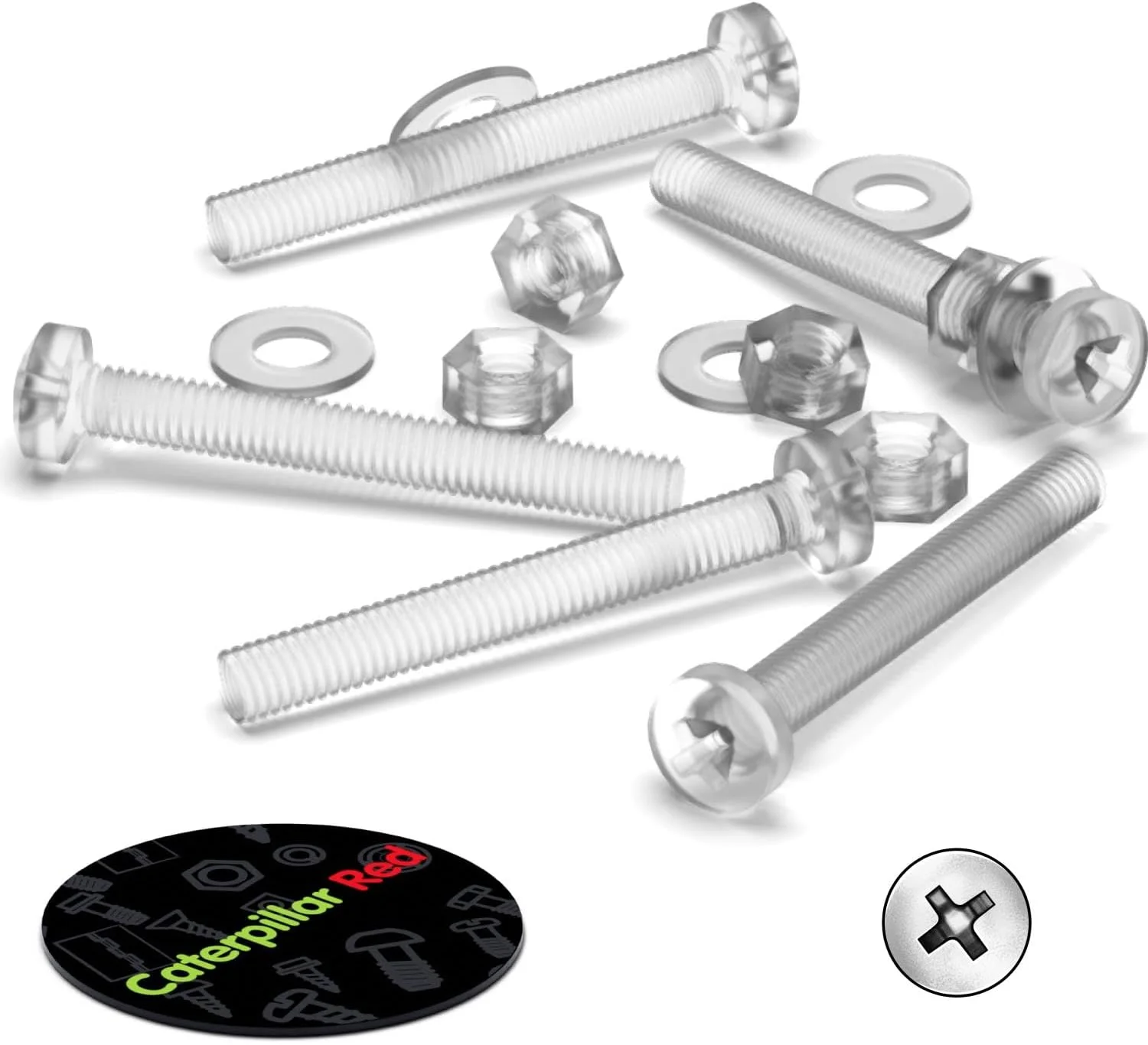 بسته 60 عددی پیچ و مهره و واشر پلاستیکی شفاف اکریلیک M3 x 25mm کاترپیلار - پیچ های پلاستیکی اکریلیک، 1/8" x 1 بسته 60 عددی پیچ و مهره و واشر پلاستیکی شفاف اکریلیک M3 x 25mm کاترپیلار - پیچ های پلاستیکی اکریلیک، 1/8" x 1