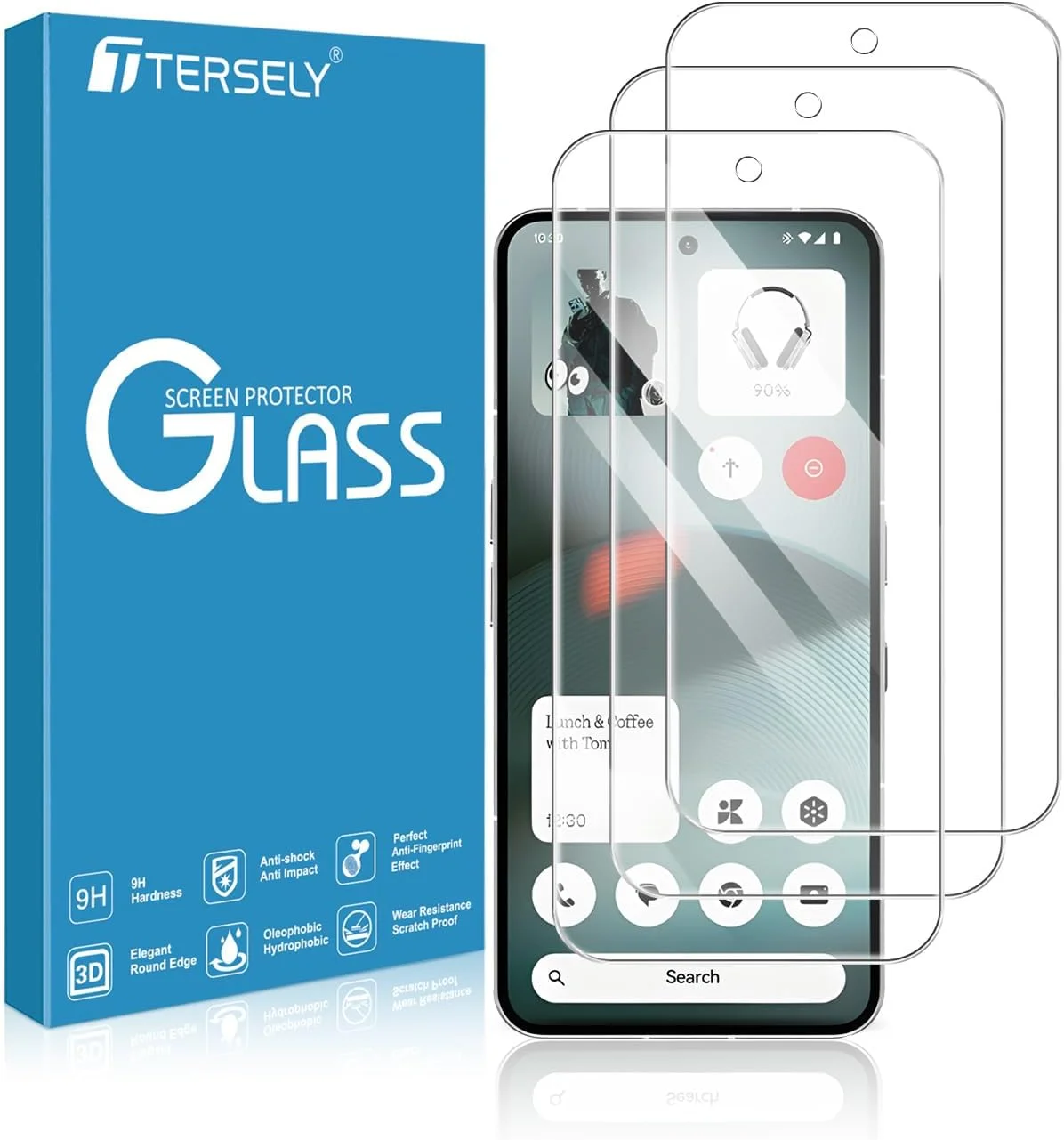 محافظ صفحه نمایش شیشه ای حرارت دیده 9H برای Nothing Phone (3)، سازگار با قاب، فوق العاده شفاف، ضد خرد شدن و ضد خش، بسته 3 عددی