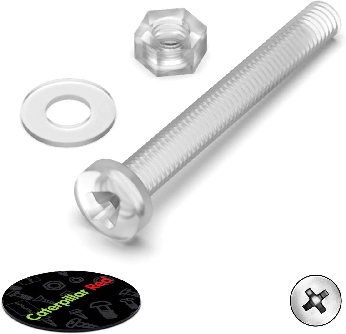 بسته 60 عددی پیچ و مهره و واشر پلاستیکی شفاف اکریلیک M3 x 25mm کاترپیلار - پیچ های پلاستیکی اکریلیک، 1/8" x 1 بسته 60 عددی پیچ و مهره و واشر پلاستیکی شفاف اکریلیک M3 x 25mm کاترپیلار - پیچ های پلاستیکی اکریلیک، 1/8" x 1