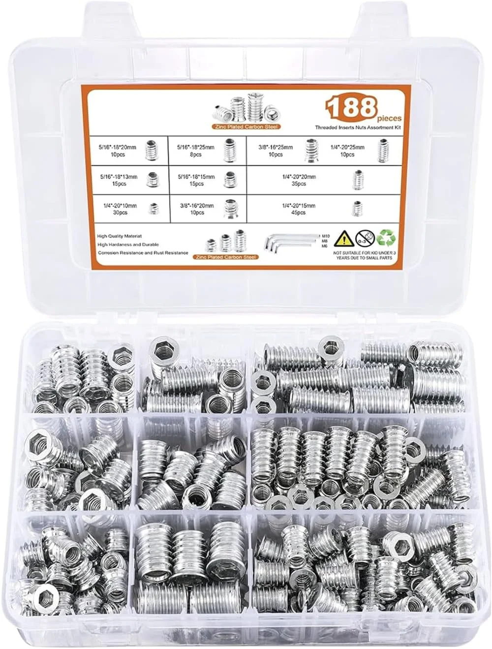 پیچ و مهره رزوه ای | مجموعه مهره های شش گوش برای مبلمان | مجموعه اتصالات پیچ با آچار شش گوش برای تخته سه لایی، فیبر، مبلمان منزل و چوب پیچ و مهره رزوه ای | مجموعه مهره های شش گوش برای مبلمان | مجموعه اتصالات پیچ با آچار شش گوش برای تخته سه لایی، فیبر، مبلمان منزل و چوب