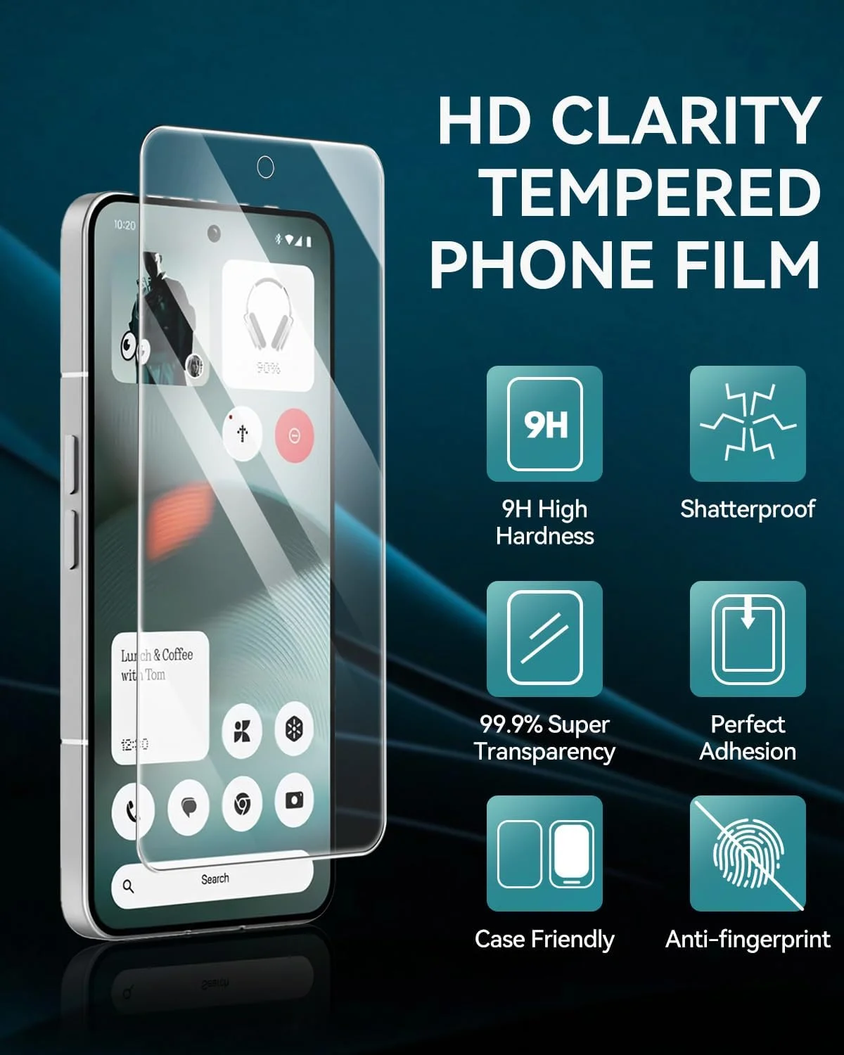 محافظ صفحه نمایش شیشه ای حرارت دیده 9H برای Nothing Phone (3)، سازگار با قاب، فوق العاده شفاف، ضد خرد شدن و ضد خش، بسته 3 عددی