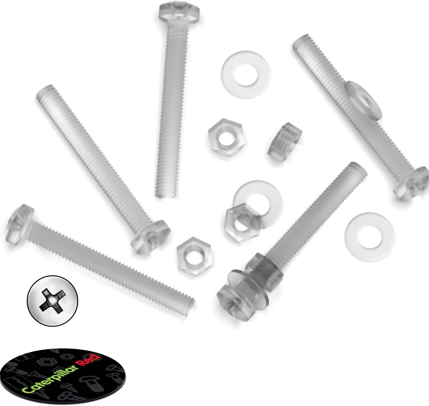 بسته 60 عددی پیچ و مهره و واشر پلاستیکی شفاف اکریلیک M3 x 25mm کاترپیلار - پیچ های پلاستیکی اکریلیک، 1/8" x 1 بسته 60 عددی پیچ و مهره و واشر پلاستیکی شفاف اکریلیک M3 x 25mm کاترپیلار - پیچ های پلاستیکی اکریلیک، 1/8" x 1