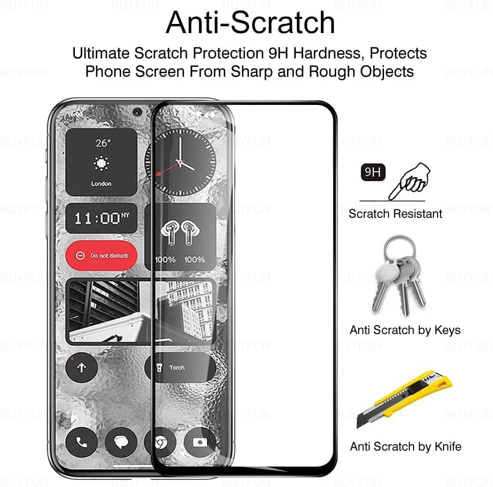 محافظ صفحه نمایش Zubitech [بسته 2 عددی] برای ناتینگ فون 2A / 2A Plus - شیشه حرارت دیده، سختی 9H، ضد اثر انگشت، مقاوم در برابر خراش