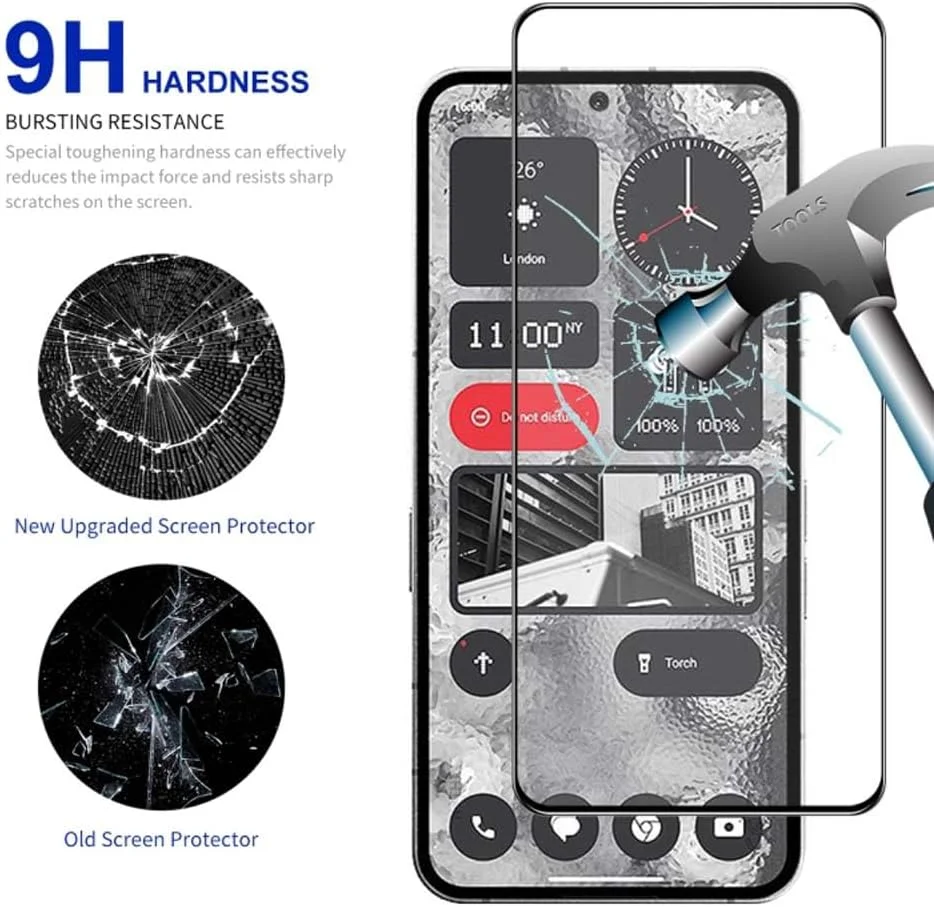 محافظ صفحه نمایش Zubitech [بسته 2 عددی] برای ناتینگ فون 2A / 2A Plus - شیشه حرارت دیده، سختی 9H، ضد اثر انگشت، مقاوم در برابر خراش