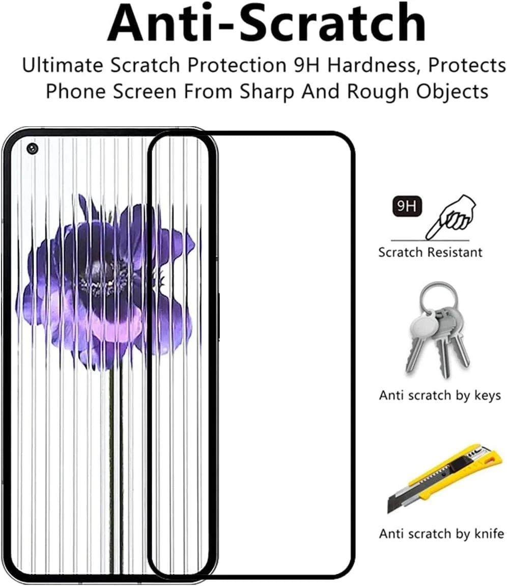 محافظ صفحه نمایش Zubitech [بسته 2 عددی] برای Nothing Phone 1، محافظ صفحه شیشه ای حرارت دیده با سختی 9H، مقاوم در برابر اثر انگشت و خراش برای Nothing Phone 1