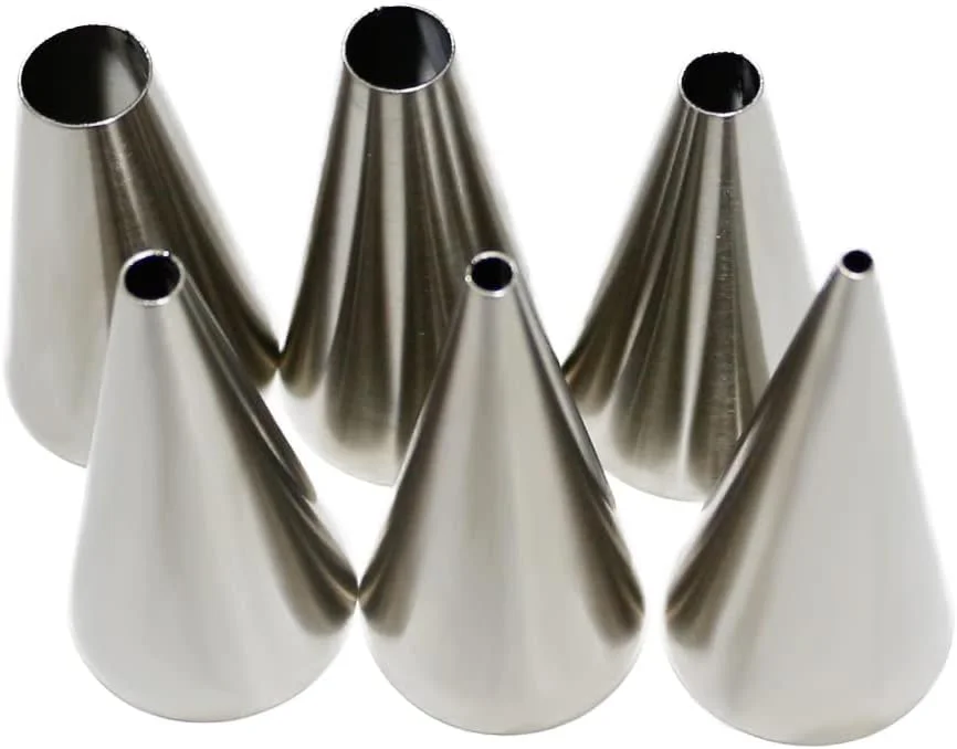 مجموعه 6 عددی نازل های گرد ZIRANMER، نوک های ماسوره استیل ضد زنگ در 6 سایز، نوک های فراستینگ برای شیرینی، دسر، لوازم تزئین کیک، ابزار مجموعه پخت
