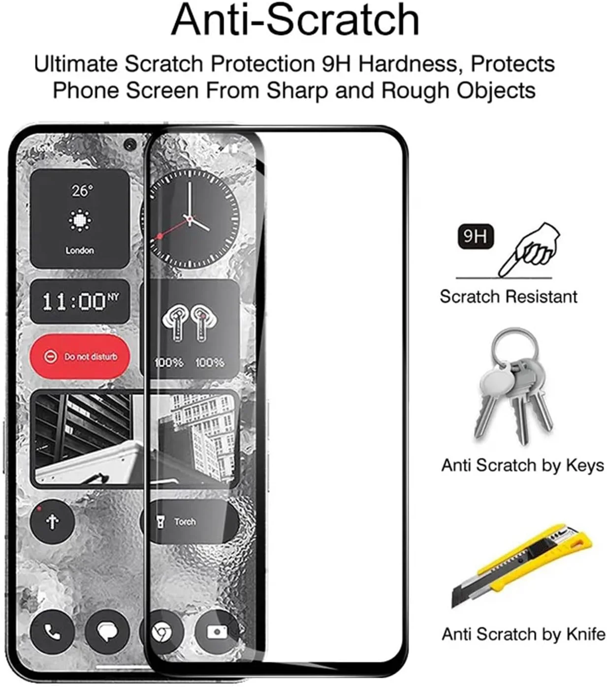 محافظ صفحه نمایش شیشه ای حرارت دیده و قاب گوشی شفاف لوکیون سازگار با ناتینگ فون 2 ([بسته 1+2])