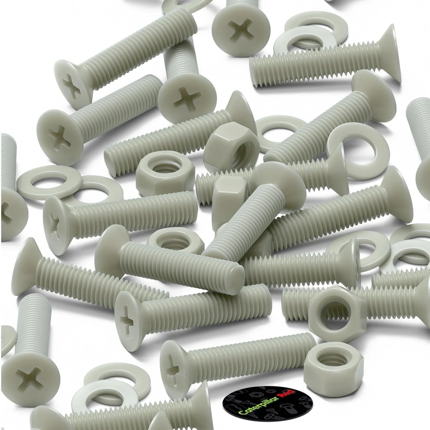 پیچ های ماشینی سر خزینه ای سوپر نایلون تقویت شده با الیاف شیشه ای قرمز Caterpillar، M5 x 20mm، مهره و پیچ های پلاستیکی، واشر، 13/64" x 25/32 پیچ های ماشینی سر خزینه ای سوپر نایلون تقویت شده با الیاف شیشه ای قرمز Caterpillar، M5 x 20mm، مهره و پیچ های پلاستیکی، واشر، 13/64" x 25/32