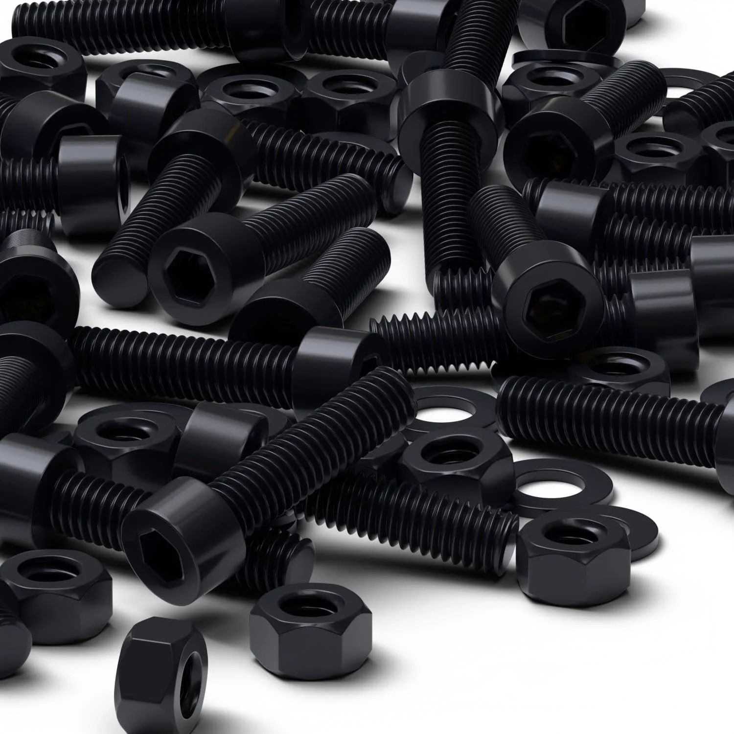 پیچ های پلاستیکی سر استوانه ای کاترپیلار قرمز 50 عددی با سر مشکی نایلونی، پیچ ​​های ماشینی پلاستیکی، M5 x 20mm، پیچ و مهره و واشر پلاستیکی، 13/64" x 25/32