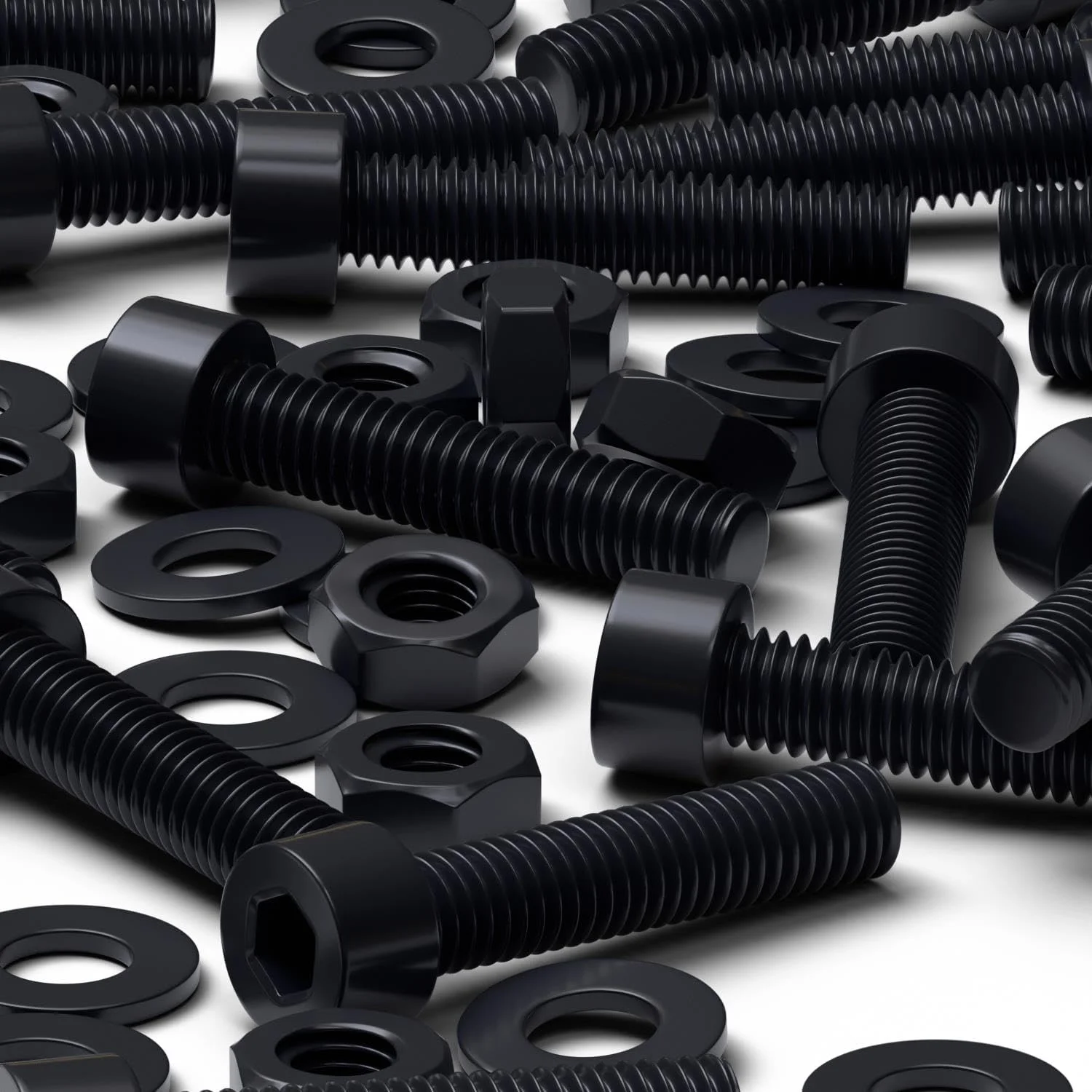 پیچ های پلاستیکی سر استوانه ای کاترپیلار قرمز 50 عددی با سر مشکی نایلونی، پیچ های ماشینی پلاستیکی، M4 x 20mm، پیچ و مهره و واشر پلاستیکی، 5/32" x 25/32