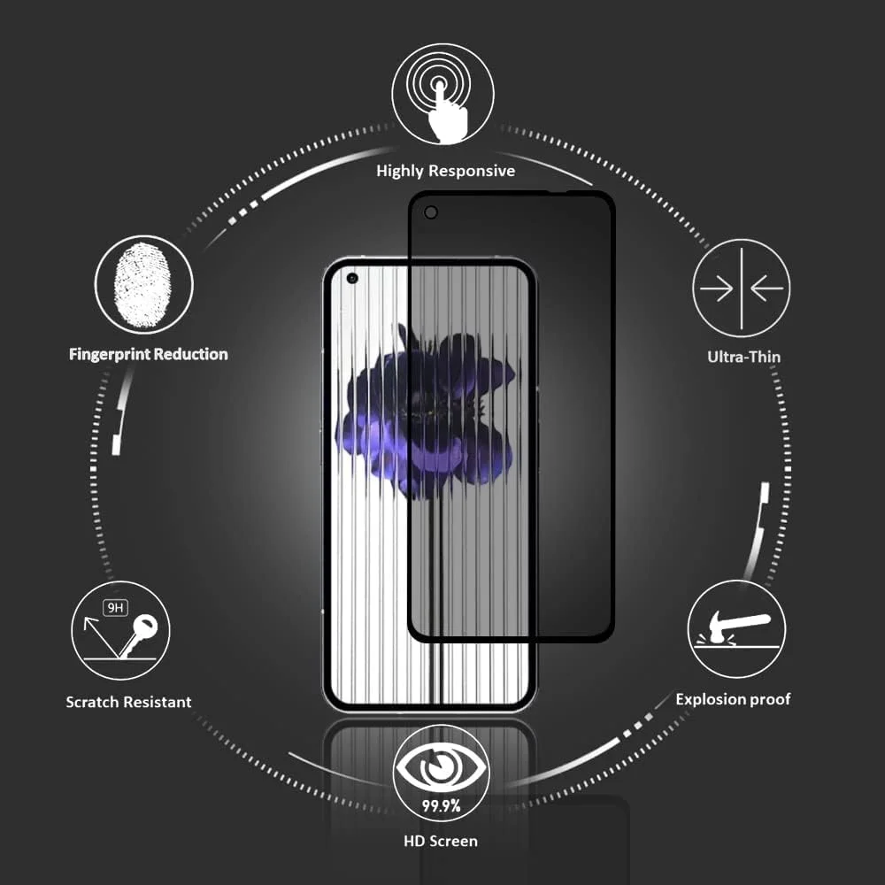 محافظ صفحه نمایش حریم خصوصی Muzz برای Nothing Phone 1، فیلم شیشه ای حرارت دیده ضد جاسوسی، سختی 9H، مقاوم در برابر خراش، محافظ صفحه نمایش شیشه ای حرارت دیده ضد جاسوسی بدون حباب برای Nothing Phone (1)