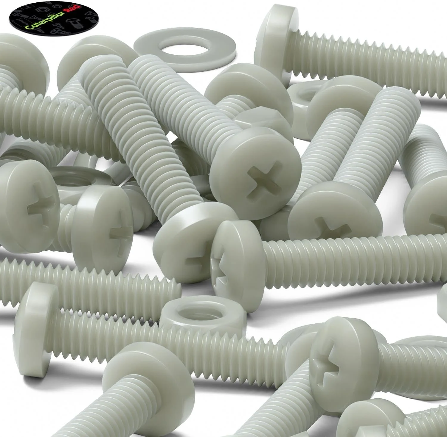 پیچهای سر پهن سوپر نایلون تقویتشده با الیاف شیشه کاترپیلار قرمز 50 عددی، پیچگوشتی خور، M4 x 20mm، مهره و پیچ پلاستیکی، واشر، 5/32" x 25/32 پیچهای سر پهن سوپر نایلون تقویتشده با الیاف شیشه کاترپیلار قرمز 50 عددی، پیچگوشتی خور، M4 x 20mm، مهره و پیچ پلاستیکی، واشر، 5/32" x 25/32