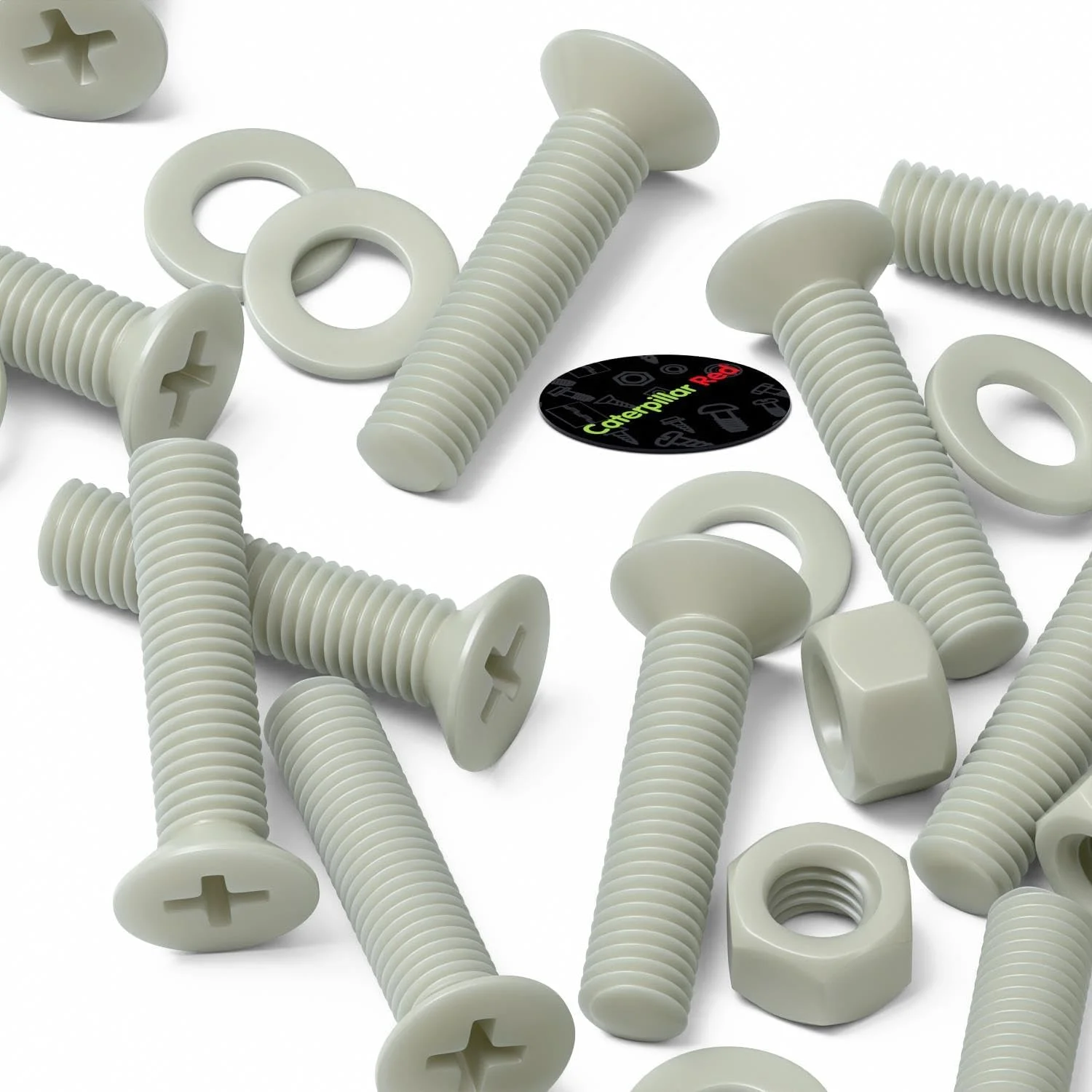 پیچ های ماشینی سر خزینه ای سوپر نایلون تقویت شده با الیاف شیشه ای قرمز Caterpillar، M5 x 20mm، مهره و پیچ های پلاستیکی، واشر، 13/64" x 25/32 پیچ های ماشینی سر خزینه ای سوپر نایلون تقویت شده با الیاف شیشه ای قرمز Caterpillar، M5 x 20mm، مهره و پیچ های پلاستیکی، واشر، 13/64" x 25/32