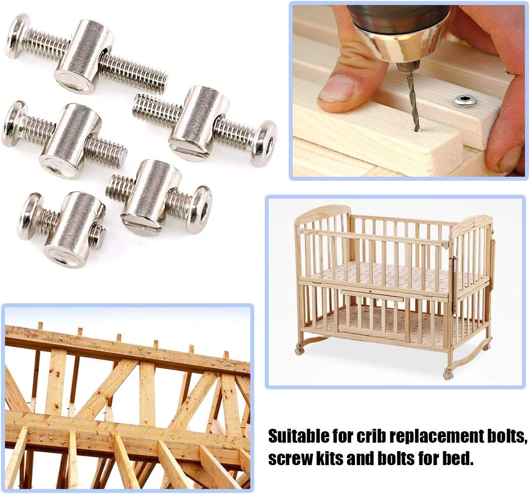 مجموعه پیچ و مهره استوانه ای مبلمان Glarks شامل 100 عدد پیچ M6 در اندازه های 15/20/25/30/35 میلی متر با سر سوکت شش گوش و مهره بشکه ای مناسب برای مبلمان، تخت نوزاد، تخت خواب کودک، صندلی - روکش نیکل مجموعه پیچ و مهره استوانه ای مبلمان Glarks شامل 100 عدد پیچ M6 در اندازه های 15/20/25/30/35 میلی متر با سر سوکت شش گوش و مهره بشکه ای مناسب برای مبلمان، تخت نوزاد، تخت خواب کودک، صندلی - روکش نیکل