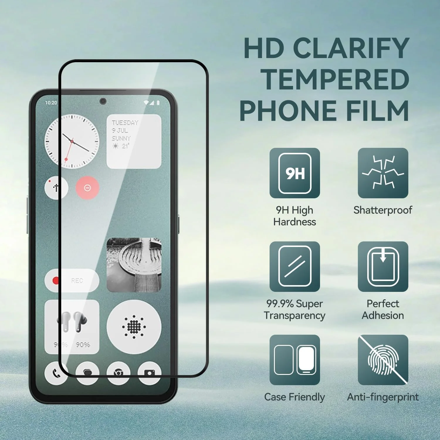 محافظ صفحه نمایش شیشه ای حرارت دیده 9H مدل T Tersely [بسته 3 عددی] برای گوشی ناتینگ CMF Phone 1، سازگار با قاب، فوق العاده شفاف، ضد خرد شدن و ضد خش