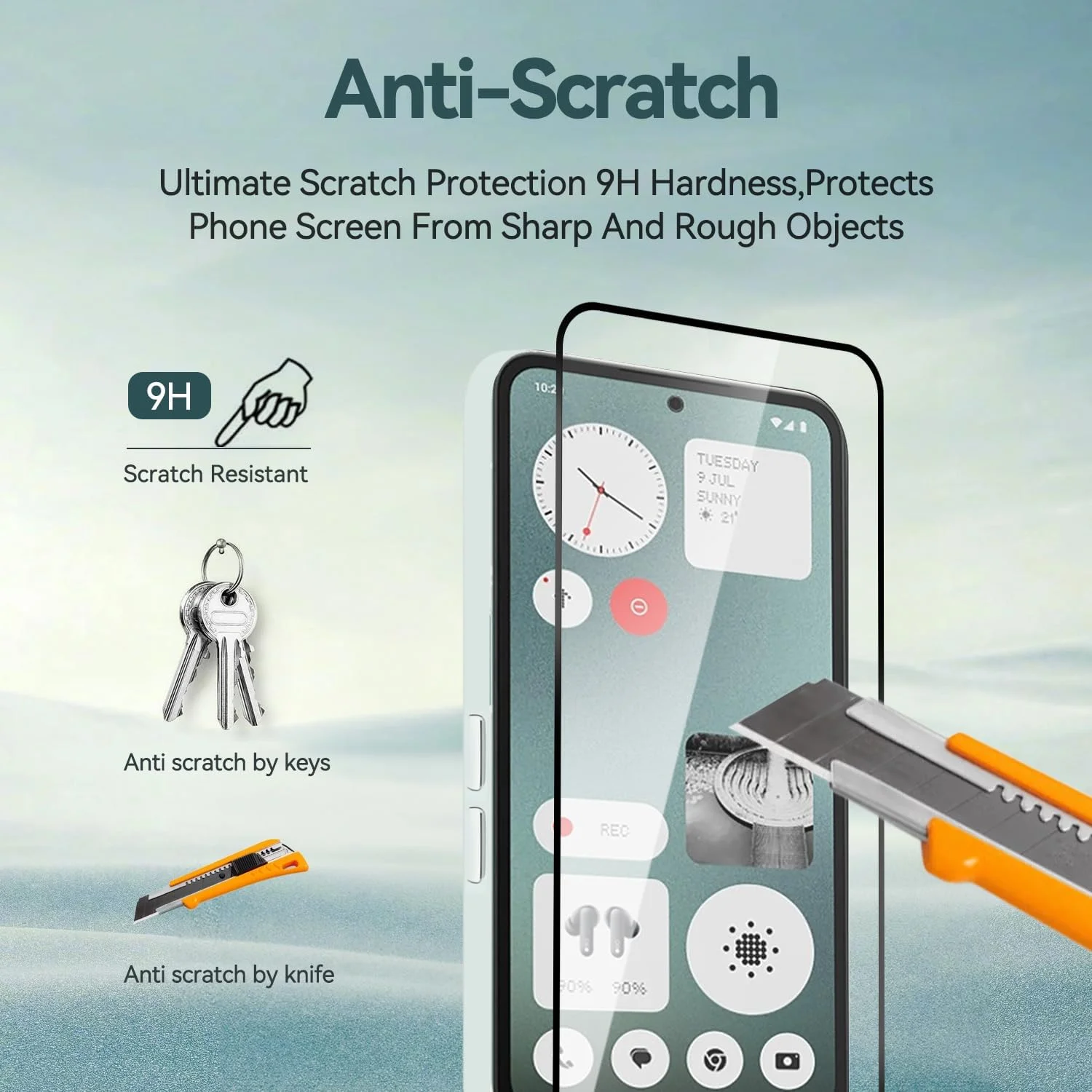 محافظ صفحه نمایش شیشه ای حرارت دیده 9H مدل T Tersely [بسته 3 عددی] برای گوشی ناتینگ CMF Phone 1، سازگار با قاب، فوق العاده شفاف، ضد خرد شدن و ضد خش