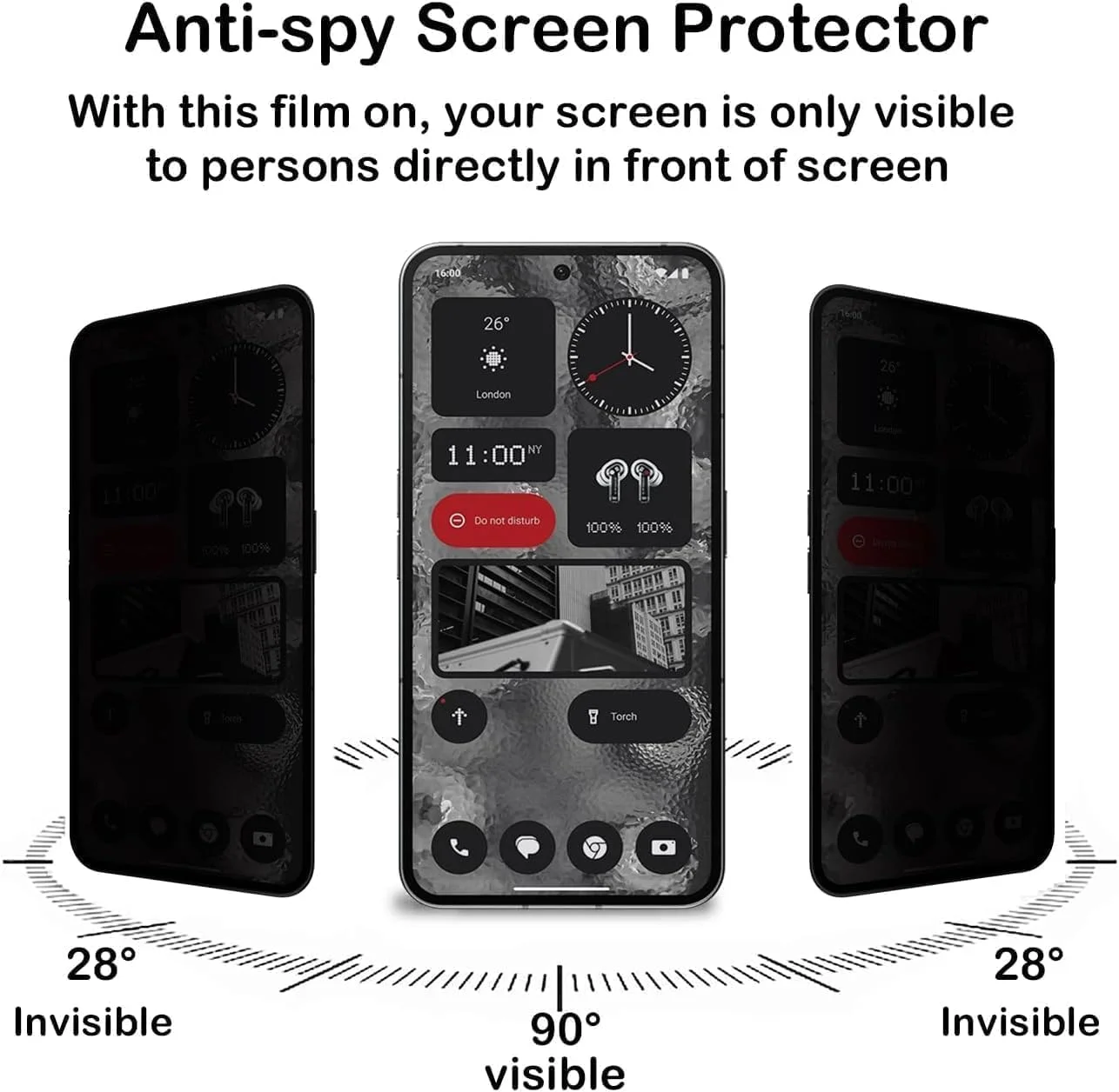 محافظ صفحه نمایش حریم خصوصی SMARTGRIST برای Nothing Phone 2 [بسته 2 عددی]، فیلم شیشه ای حرارت دیده ضد جاسوسی، سختی 9H، ضد خش، ضد اثر انگشت، بدون حباب، محافظ صفحه نمایش ضد جاسوسی