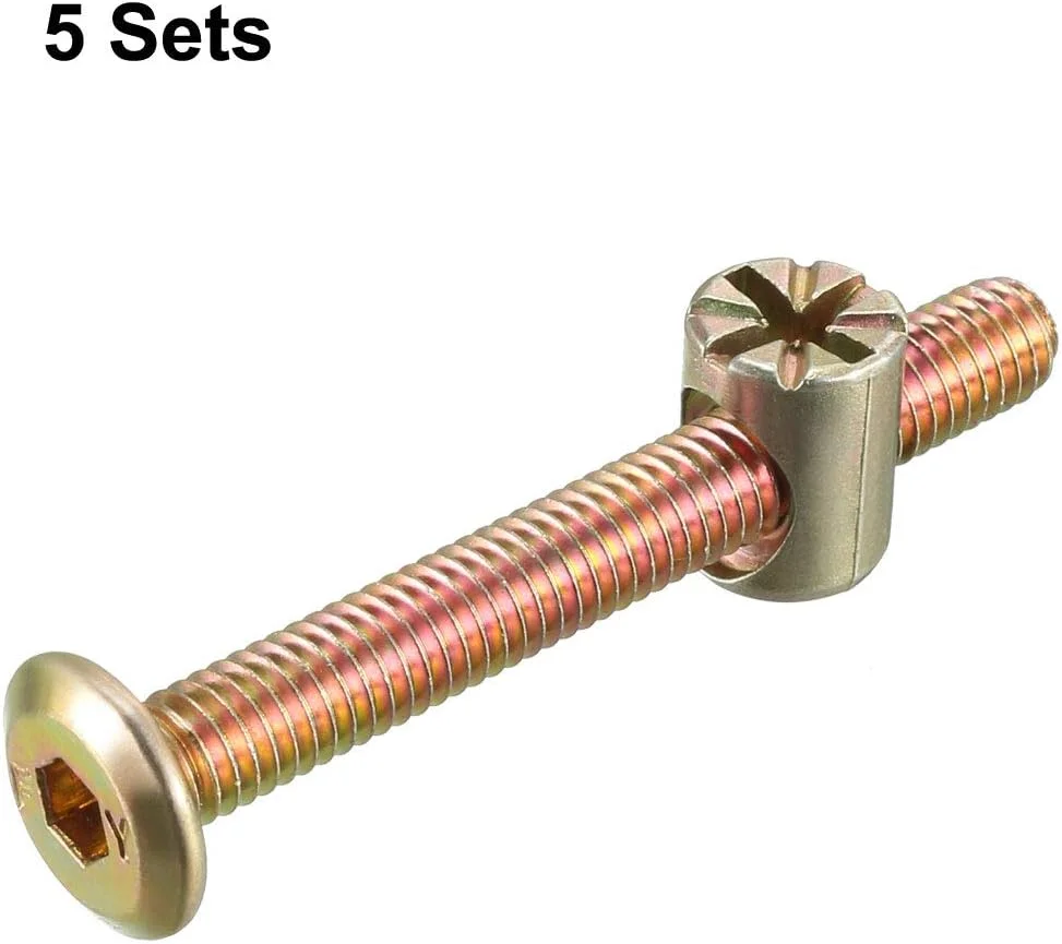 uxcell M6x50mm Furniture Bolt Nut Set Hex Socket Screw with Barrel Nuts Phillips-Slotted Zinc Plated 5 Sets uxcell M6x50mm Furniture Bolt Nut Set Hex Socket Screw with Barrel Nuts Phillips-Slotted Zinc Plated 5 Sets