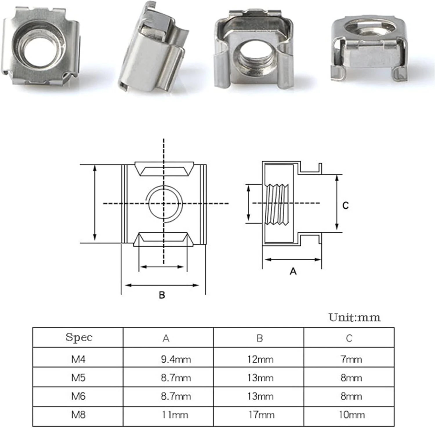 پیچ و مهره قفسی SEMOOR و پیچ های نصب سوراخ مربعی برای رک سرور پیچ و مهره قفسی SEMOOR و پیچ های نصب سوراخ مربعی برای رک سرور