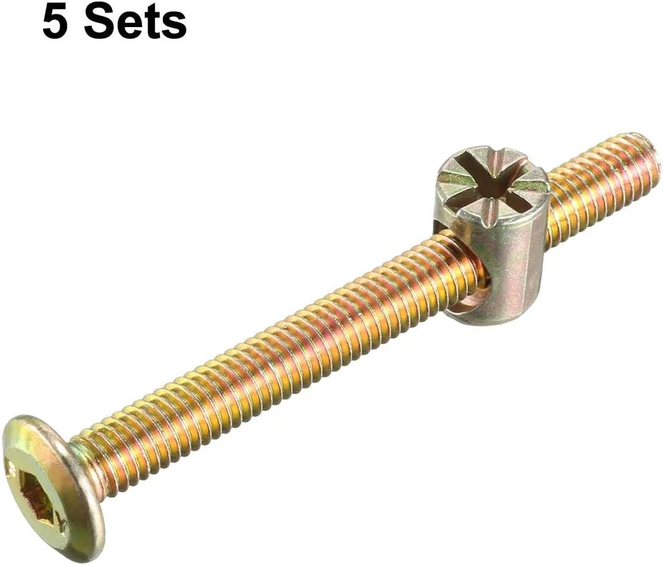 uxcell M6x60mm Furniture Bolt Nut Set Hex Socket Screw with Barrel Nuts Phillips-Slotted Zinc Plated 5 Sets uxcell M6x60mm Furniture Bolt Nut Set Hex Socket Screw with Barrel Nuts Phillips-Slotted Zinc Plated 5 Sets