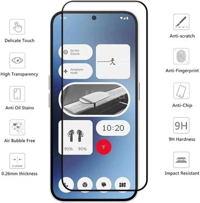 Muzz For Nothing Phone 2a Screen Protector, Tempered Glass [Full Adhesive][Full Coverage] [Bubble-Free] [Anti Scratch] HD Clear High Responsive for Nothing Phone (2a) Black (1)