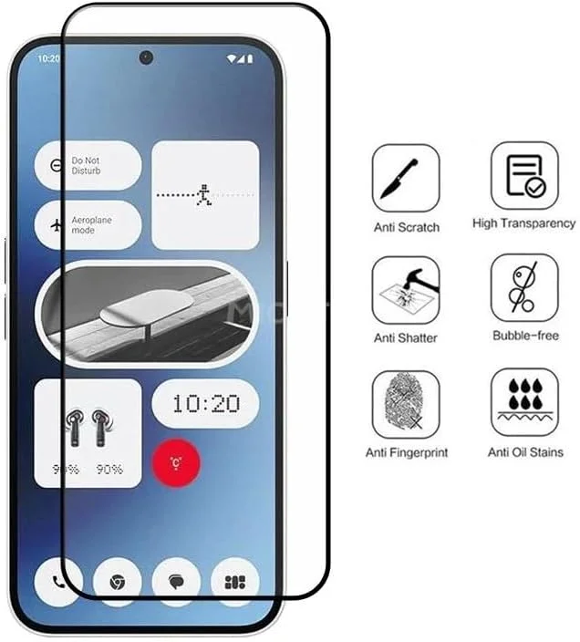 Muzz For Nothing Phone 2a Screen Protector, Tempered Glass [Full Adhesive][Full Coverage] [Bubble-Free] [Anti Scratch] HD Clear High Responsive for Nothing Phone (2a) Black (1)
