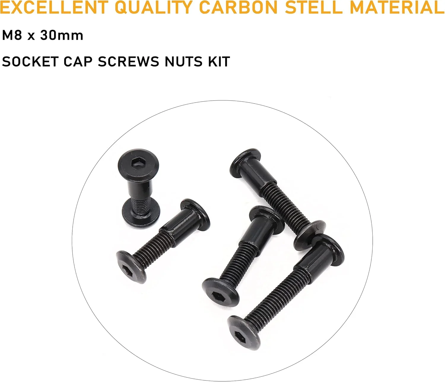 binifiMux بسته 10 عددی پیچ و مهره اتصال مبلمان M8 مشکی 30 میلی متری binifiMux بسته 10 عددی پیچ و مهره اتصال مبلمان M8 مشکی 30 میلی متری