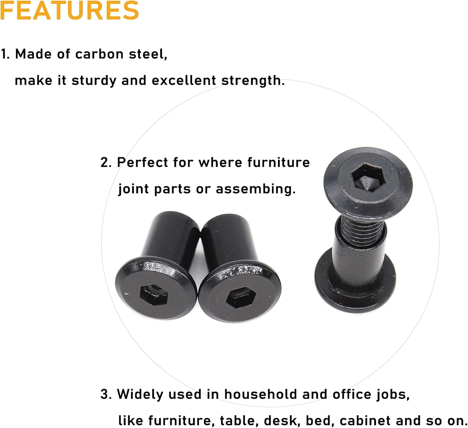 binifiMux بسته 10 عددی پیچ و مهره اتصال مبلمان M8 مشکی 30 میلی متری binifiMux بسته 10 عددی پیچ و مهره اتصال مبلمان M8 مشکی 30 میلی متری