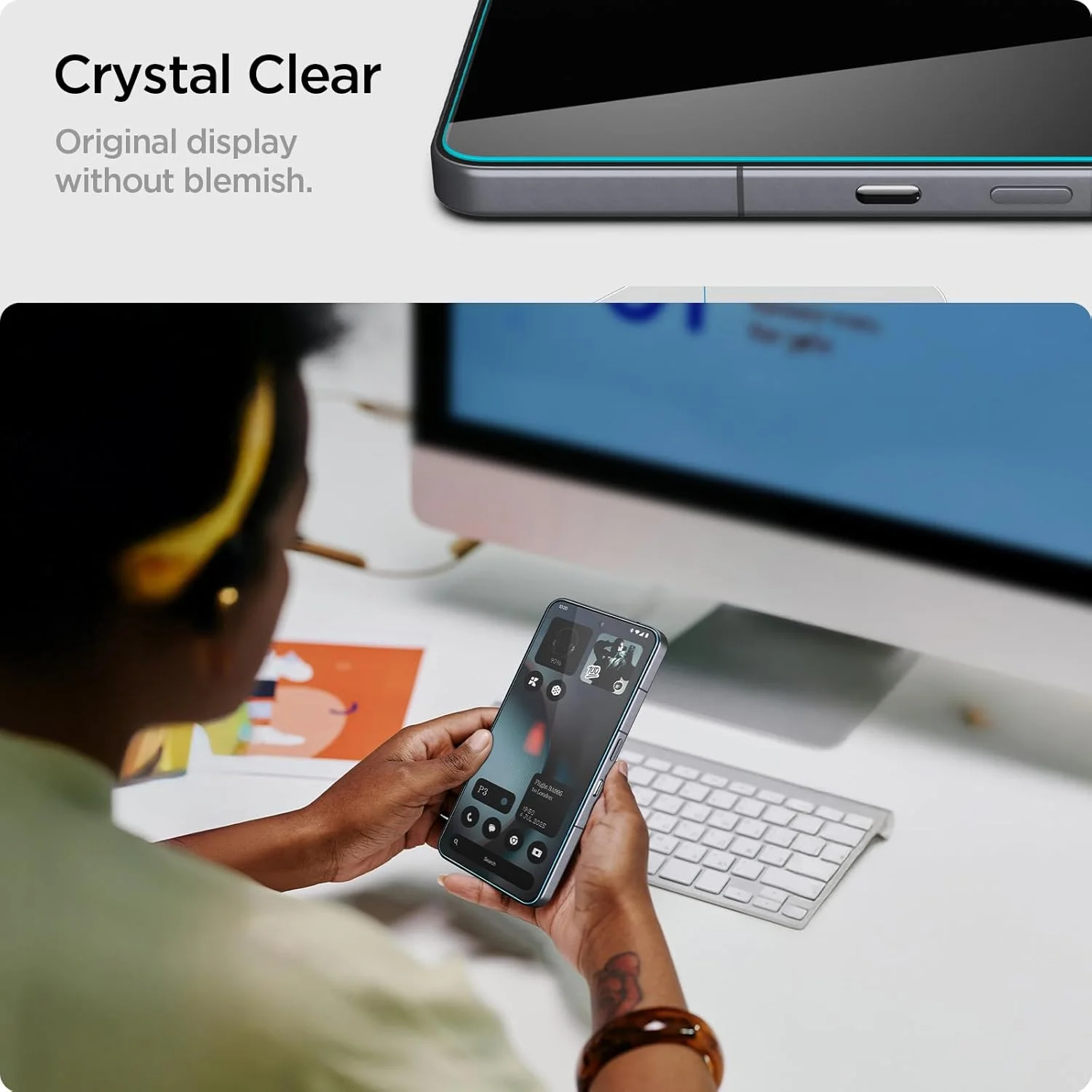 محافظ صفحه نمایش شیشه ای ممتاز Spigen GLAStR Slim برای Nothing Phone (3) - [بسته 2 عددی]