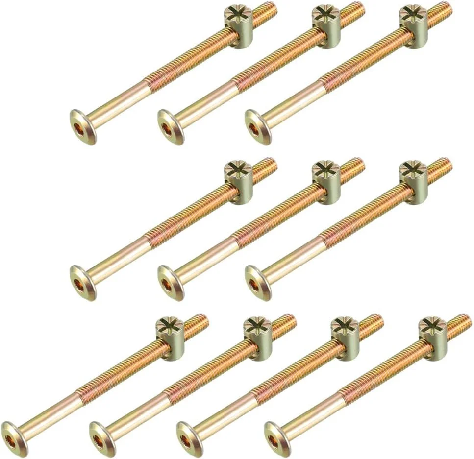 uxcell M6x80mm Furniture Bolt Nut Set Hex Socket Screw 58mm Thread Length with Barrel Nuts Phillips-Slotted 10 Sets