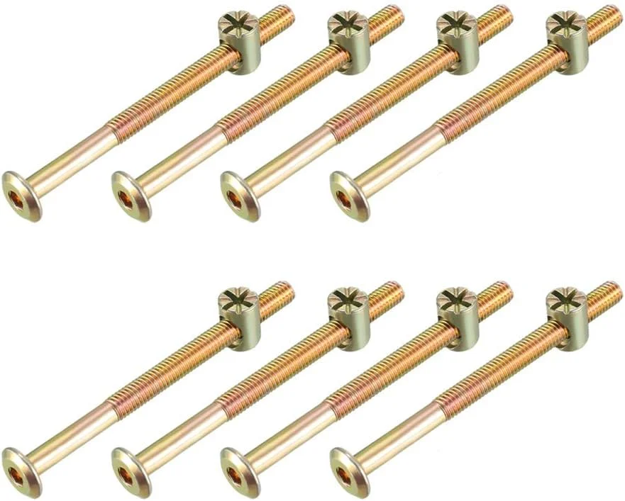 uxcell M6x80mm Furniture Bolt Nut Set Hex Socket Screw 58mm Thread Length with Barrel Nuts Phillips-Slotted 8 Sets