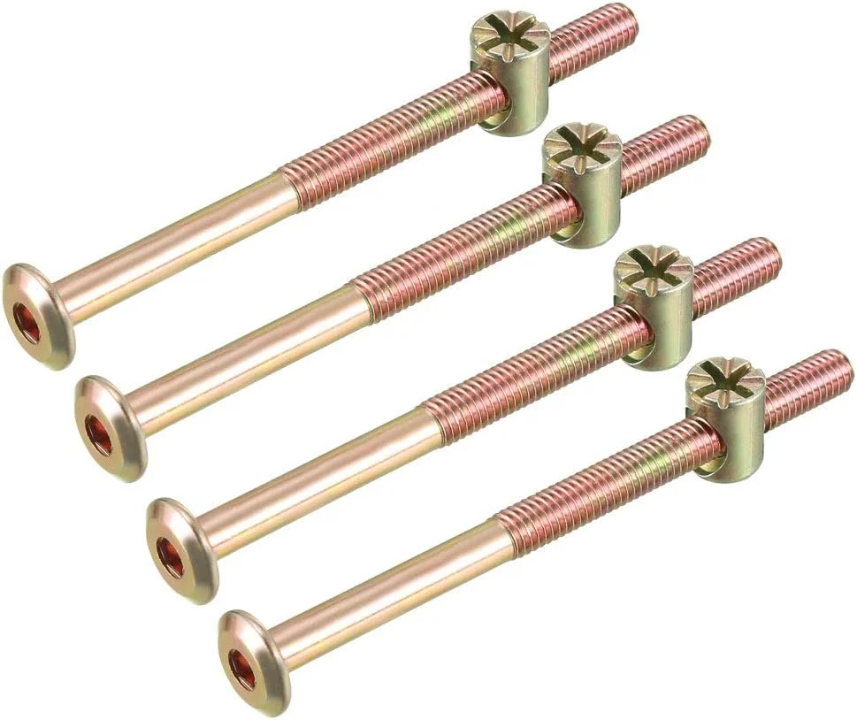 uxcell M6x85mm Furniture Bolt Nut Set Hex Socket Screw 51.4mm Thread Length with Barrel Nuts Phillips-Slotted 4Sets