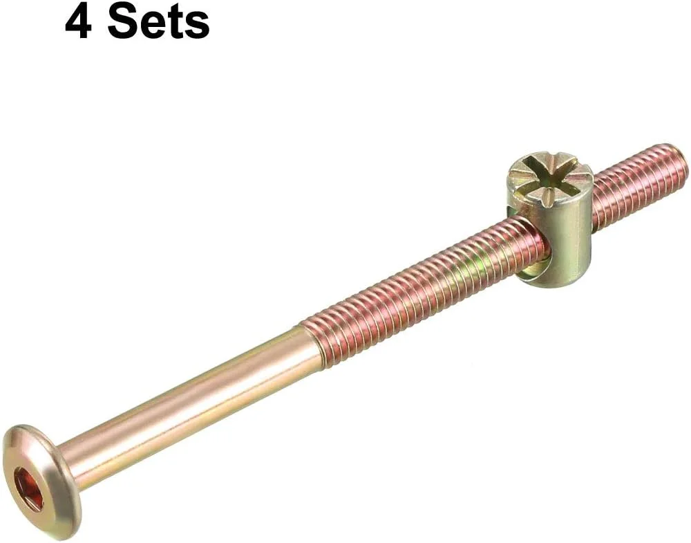 uxcell M6x85mm Furniture Bolt Nut Set Hex Socket Screw 51.4mm Thread Length with Barrel Nuts Phillips-Slotted 4Sets uxcell M6x85mm Furniture Bolt Nut Set Hex Socket Screw 51.4mm Thread Length with Barrel Nuts Phillips-Slotted 4Sets