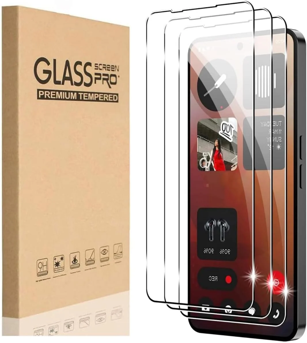 [بسته 3 عددی] محافظ صفحه نمایش شیشه ای حرارت دیده 9H Zuooiec برای Nothing Phone 3a (2025)، محافظت با اثر انگشت، نصب آسان، فوق العاده شفاف، حساسیت لمسی، فیلم ضد خش