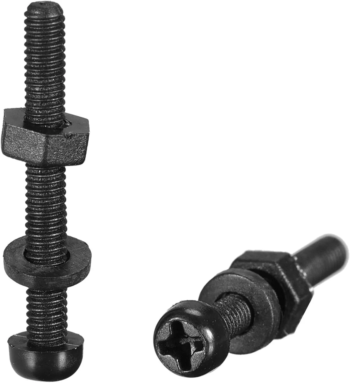 مجموعه پیچ، مهره و واشر نایلونی sourcing map، پیچ ​​و مهره سر گرد M2.5x20mm با واشرهای تخت مشکی، 50 عدد