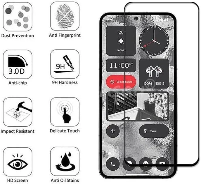 محافظ صفحه نمایش شیشه ای تمپرد فول اسکرین مشکی Muzz مناسب برای Nothing Phone 2، پوشش کامل چسب، محافظ صفحه نمایش HD با پوشش کامل لبه مشکی، محافظ سه بعدی شیشه ای براق مناسب برای Nothing 2 (6.7 اینچ) (1 عدد) محافظ صفحه نمایش شیشه ای تمپرد فول اسکرین مشکی Muzz مناسب برای Nothing Phone 2، پوشش کامل چسب، محافظ صفحه نمایش HD با پوشش کامل لبه مشکی، محافظ سه بعدی شیشه ای براق مناسب برای Nothing 2 (6.7 اینچ) (1 عدد)