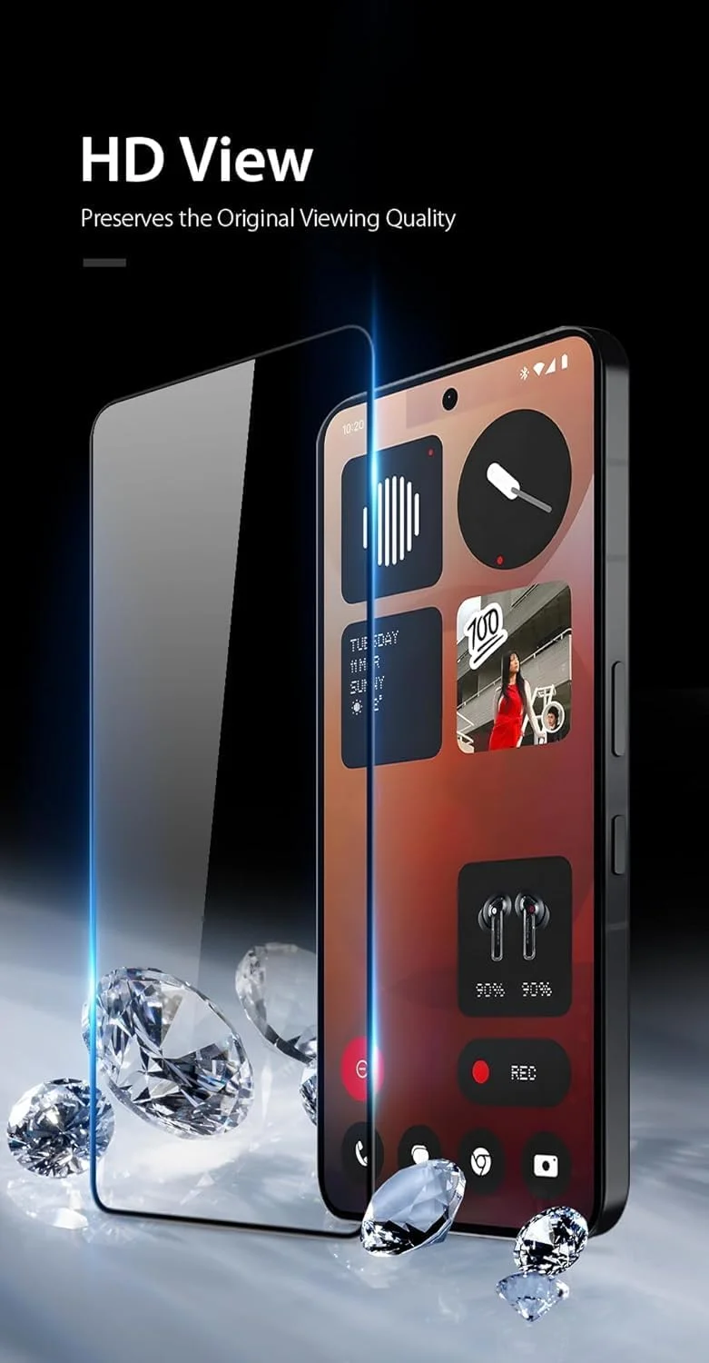 محافظ صفحه نمایش شیشه ای حرارت دیده با سختی 9H، ضد اثر انگشت و مقاوم در برابر خراش برای ناتینگ فون 3 5G محافظ صفحه نمایش شیشه ای حرارت دیده با سختی 9H، ضد اثر انگشت و مقاوم در برابر خراش برای ناتینگ فون 3 5G