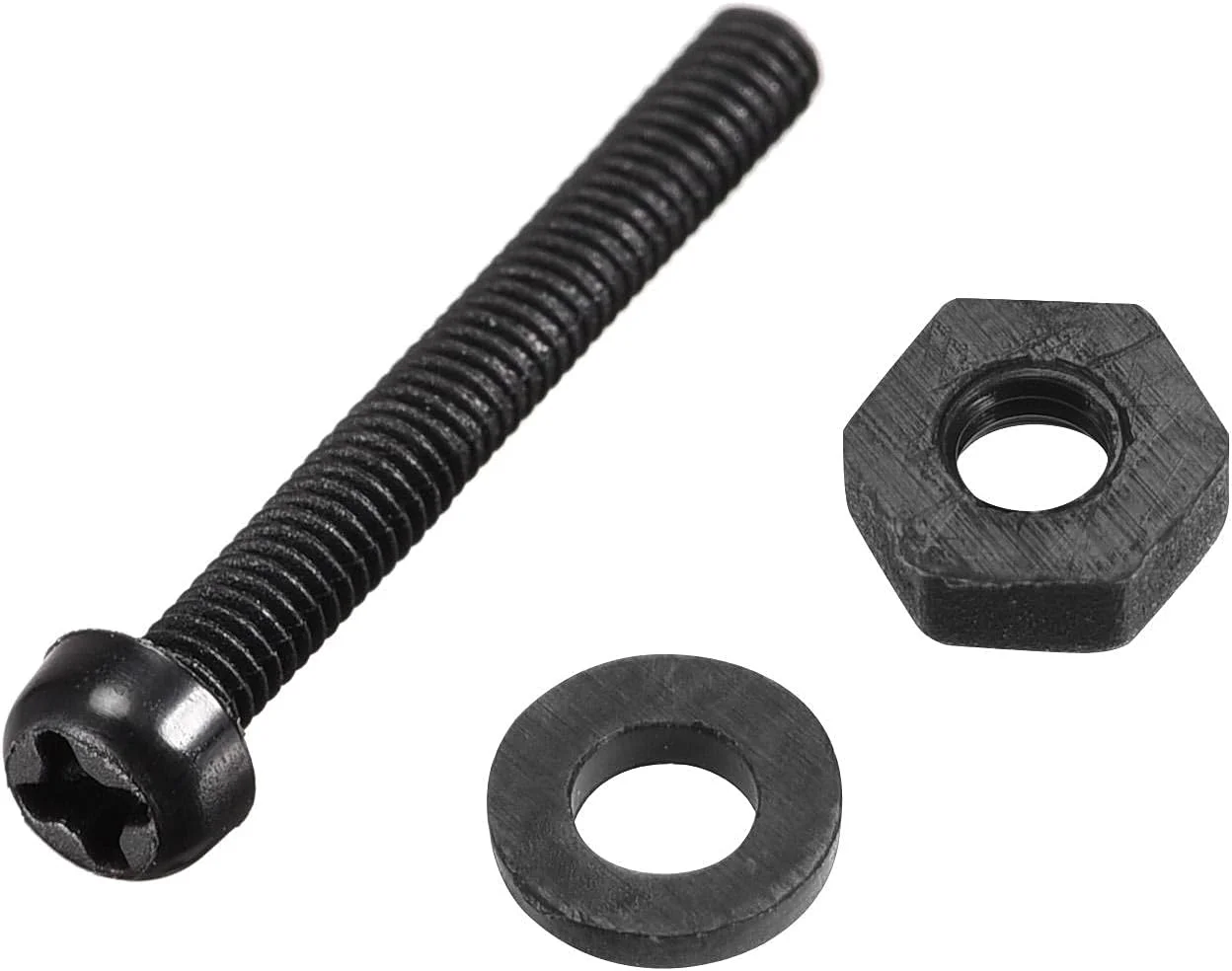 مجموعه پیچ، مهره و واشر نایلونی sourcing map، پیچ و مهره سر گرد M2.5x20mm با واشرهای تخت مشکی، 50 عدد مجموعه پیچ، مهره و واشر نایلونی sourcing map، پیچ و مهره سر گرد M2.5x20mm با واشرهای تخت مشکی، 50 عدد